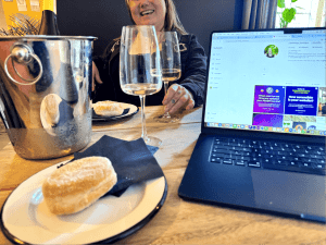 Wine, donuts and laptops - remote working at Southsea Spirit